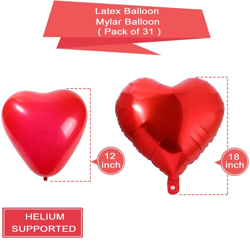 Golray 40 Pack I Love You Balloons and Heart Balloons Kit with 1000 Pcs Dark-Red Silk Rose Petals Wedding Flower Decoration Love-Bear Red Heart Balloons for Valentine Day Party Decorations - Image 2